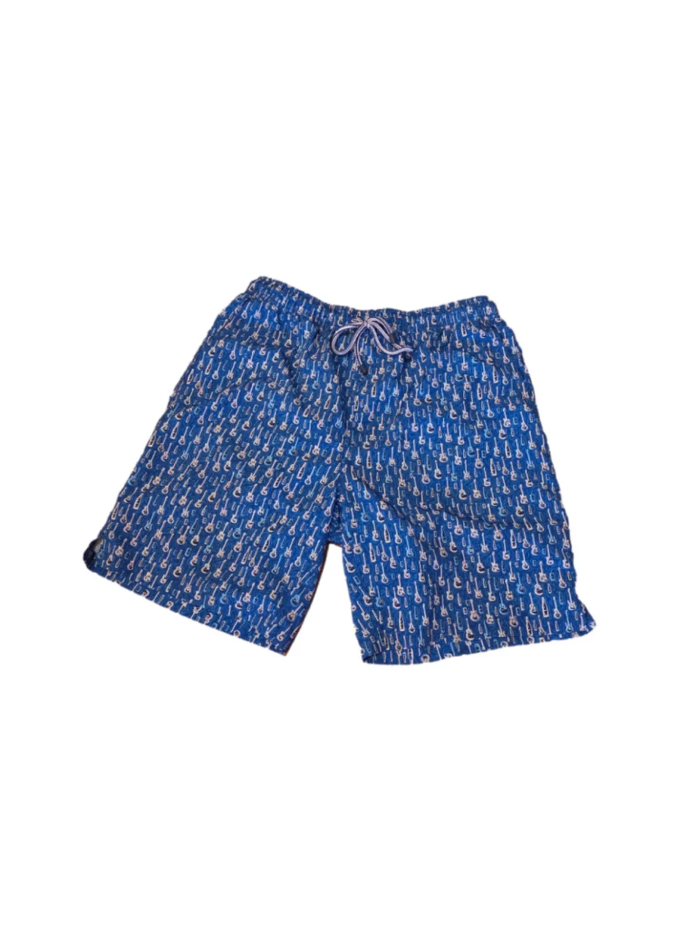Men's Peter Millar Swim Trunks Size M Blue Guitar Print Quick Dry
